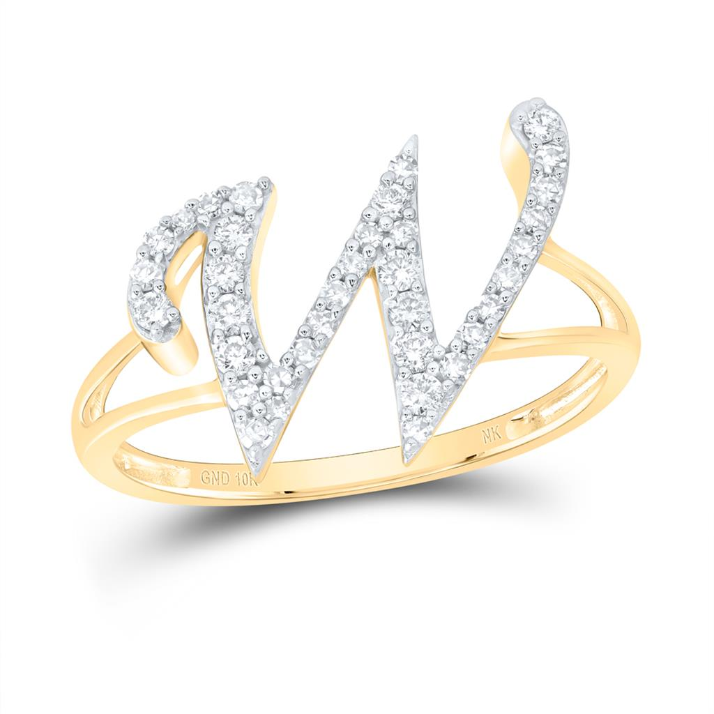 10KT GOLD 1/4CTW NATURAL DIAMONDS INITIAL "W" LADIES RING