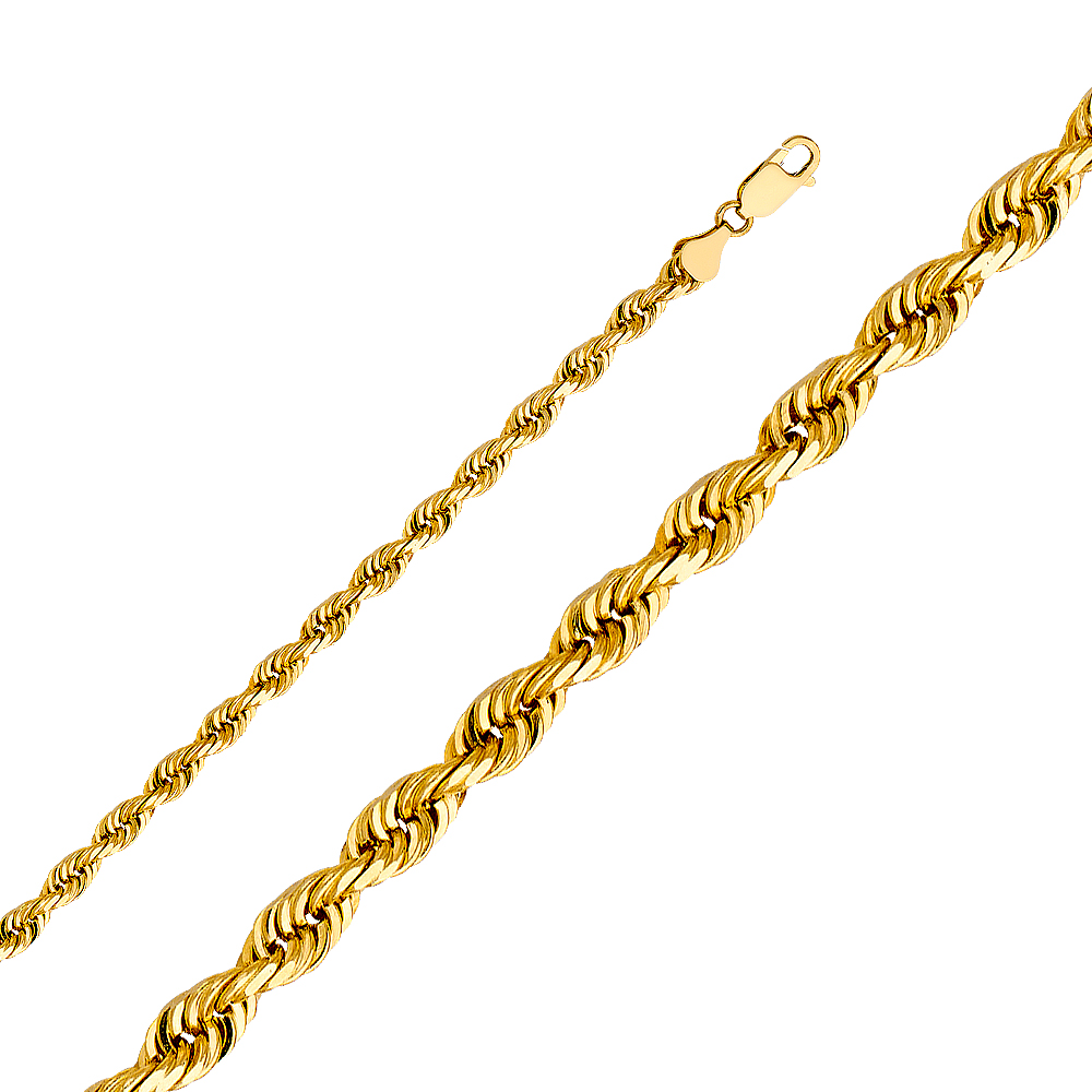 10KT Gold 5MM Solid Rope Chain 24IN