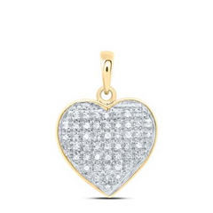 10k Yellow Gold Round Diamond Heart Pendant 1/6 Cttw