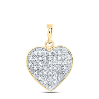 10k Yellow Gold Round Diamond Heart Pendant 1/6 Cttw