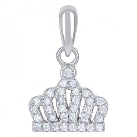 925 Sterling Silver Cubic-Zirconia Crown Fashion Charm Pendant