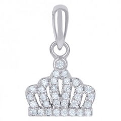 925 Sterling Silver Cubic-Zirconia Crown Fashion Charm Pendant