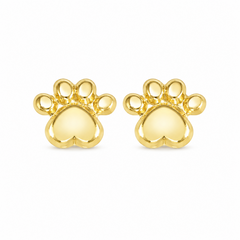 10KT Gold Paw Stud Earrings with Screwbacks