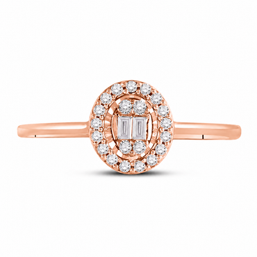 14K ROSE GOLD ROUND DIAMOND OVAL CLUSTER RING 1/6 CTTW
