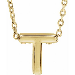 10KT Yellow Gold Initial T Necklace 17+1 Inches
