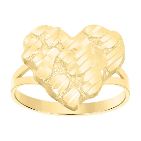 10kt Yellow Gold Womens Nugget Heart Ring