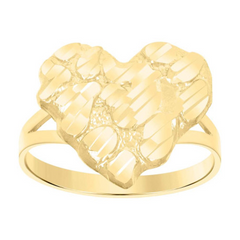 10kt Yellow Gold Womens Nugget Heart Ring