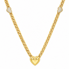 10KT Gold 5MM Chino Link Monaco Chain with Three Hearts 18 Inches FREE