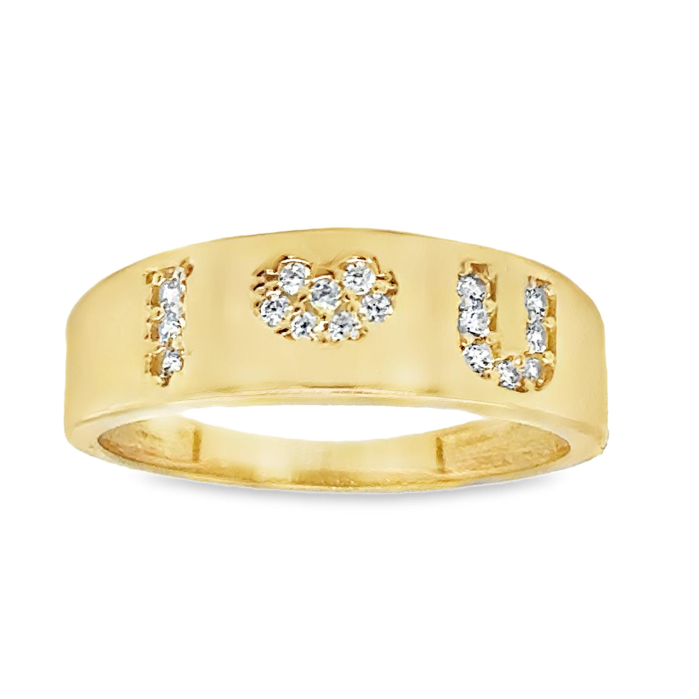 10kt Yellow Gold Womens Cubic-Zirconia I Love You Ring
