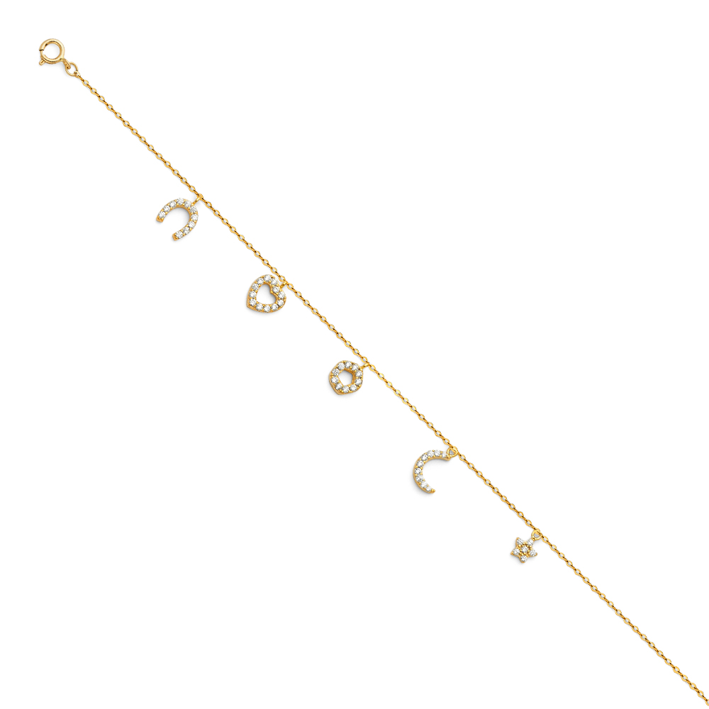 14KT Gold Lucky Anklet