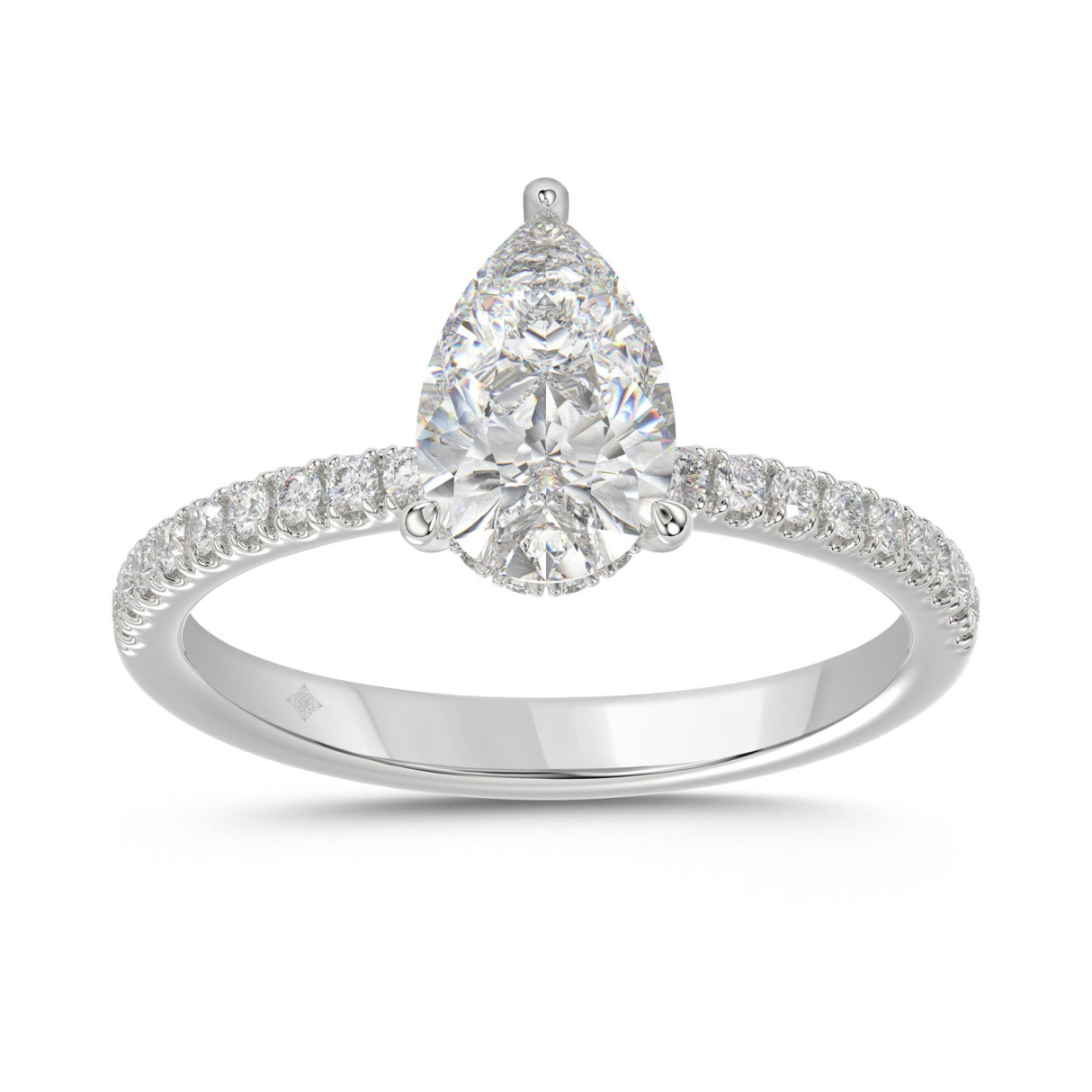 14K White Gold 1.75CTW Certified Lab-Grown Diamond Pear Ring