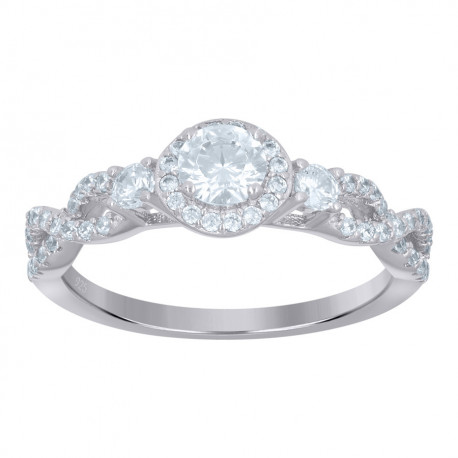 925 Sterling Silver Solitaire Cubic-Zirconia Infinity Engagement Ring Size 7