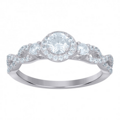 925 Sterling Silver Solitaire Cubic-Zirconia Infinity Engagement Ring Size 7