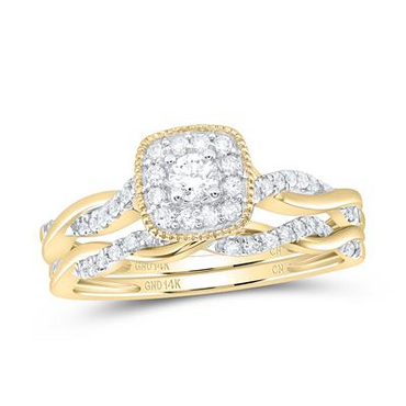 1/3CTW-DIA 14KT CN FASHION CUSHION BRIDAL SET