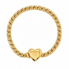10KT Gold 5MM Chino Bar Monaco Monaco Heart Bracelet 7 Inches FREE ENG