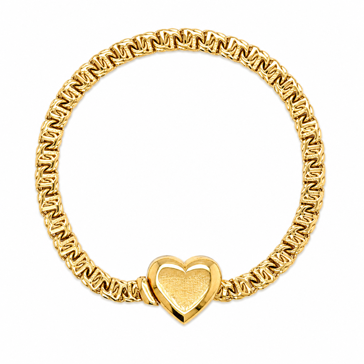 10KT Gold 5MM Chino Bar Link Monaco Heart Bracelet 7 Inches FREE ENGRA