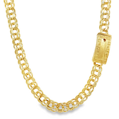 10KT Gold 7MM Chino Link Monaco Chain with Greek Border 24 Inches FREE