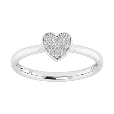 STERLING SILVER 0.10CT DIAMOND HEART RING