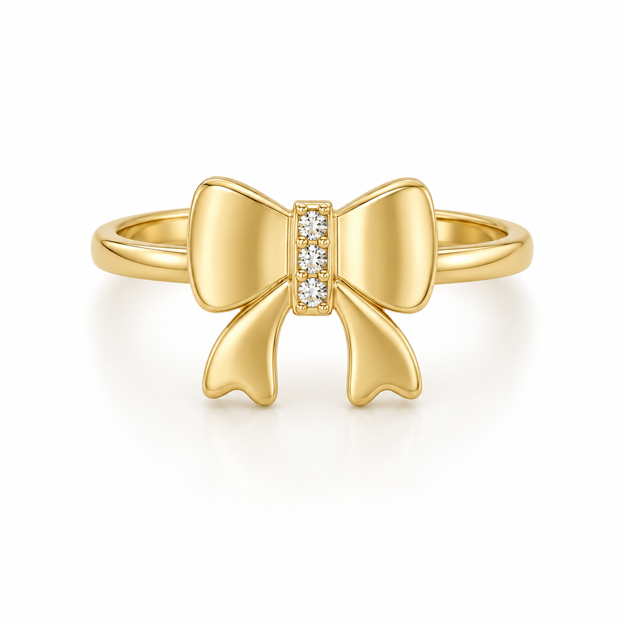 10KT Gold Bow Ring with CZ