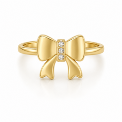 10KT Gold Bow Ring with CZ
