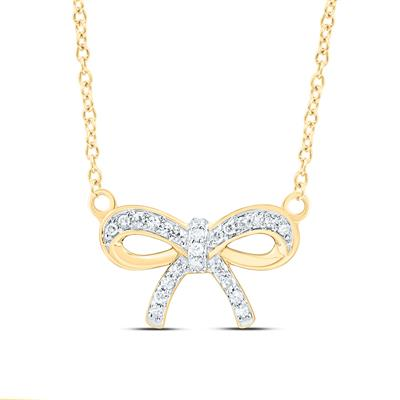 1/10CTW-NAT DIA NK GIFT BOW NECKLACE (18 INCH)