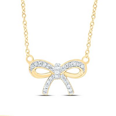 1/10CTW-NAT DIA NK GIFT BOW NECKLACE (18 INCH)