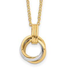 14K Two-tone Polished Intertwined Circles with .25 inch ext Necklace