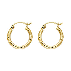 Lady's Yellow 14 Karat Satin 15MM Small Hoop Earrings