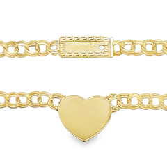 10KT Gold 6MM Chino Link Heart Chain 16 Inches FREE ENGRAVING