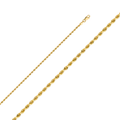 10KT Gold 2MM Solid Rope Chain 20 Inches