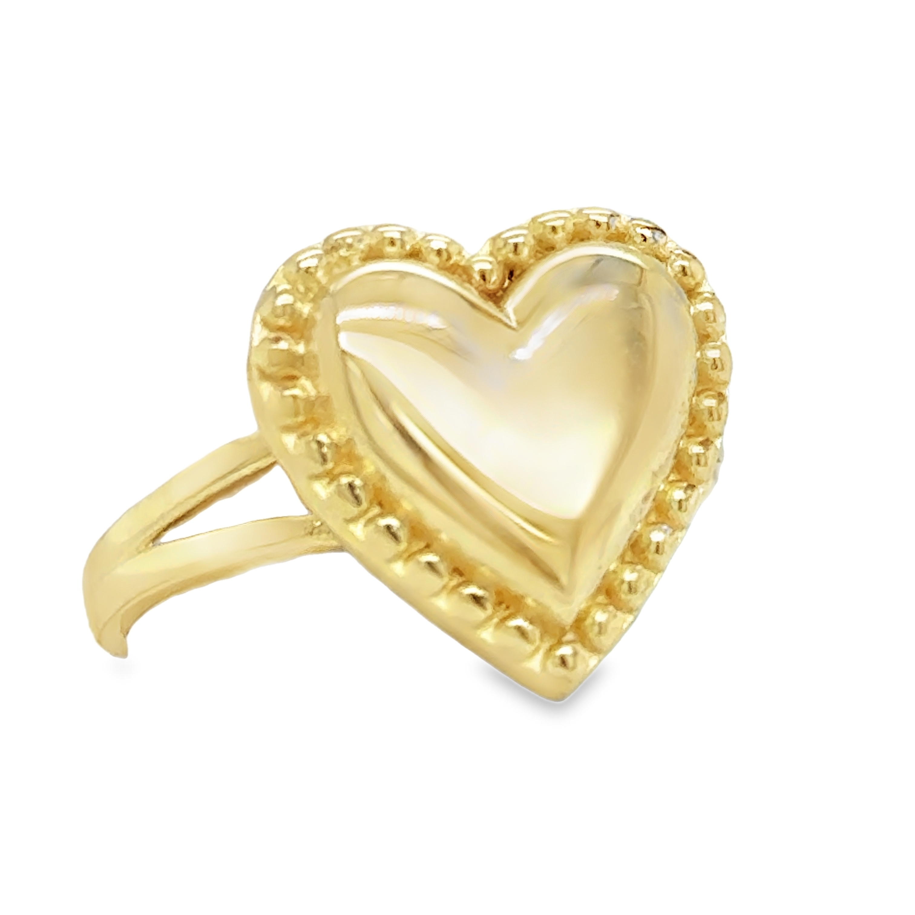 10KT Gold Small Heart with Beaded Edge FREE ENGRAVING