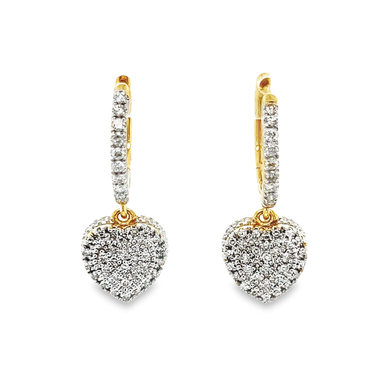 Lady's Yellow 10 Karat Heart Huggie Earrings CTW: 0.6