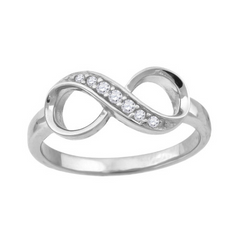 925 Sterling Silver Cubic-Zirconia Infinity Ring Size 7