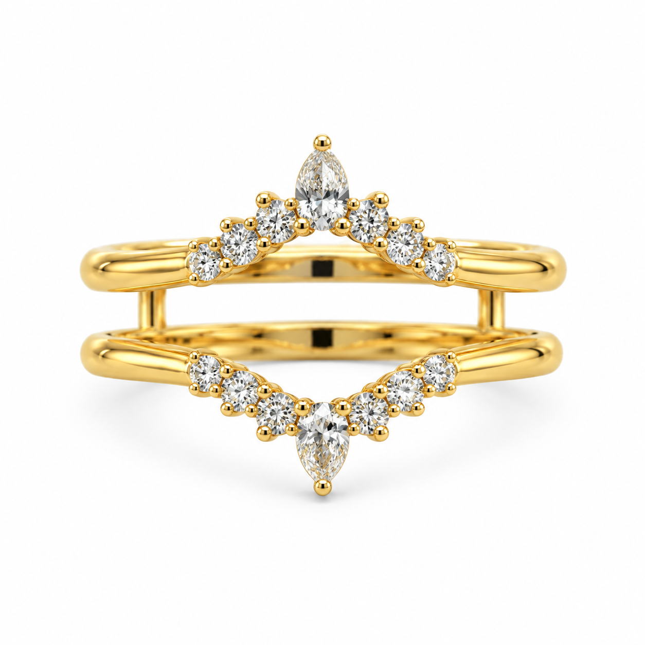14KT Yellow Gold 0.42CTTW Lab-Diamond Guard Wrap Enhancer Band (Not-Ce