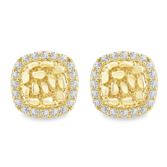 10kt Yellow Gold Cubic-Zirconia Fashion Nugget Stud Earrings 8MM