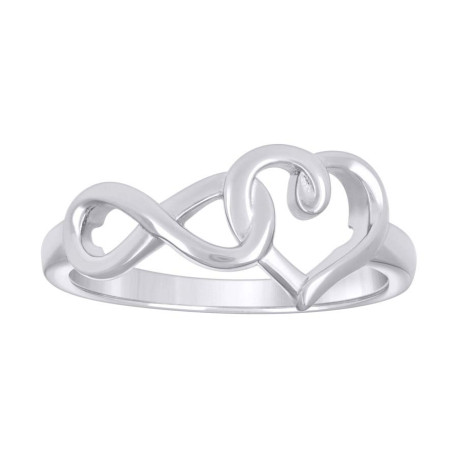 925 Sterling Silver Womens Infinity Love Heart Ring Size 7