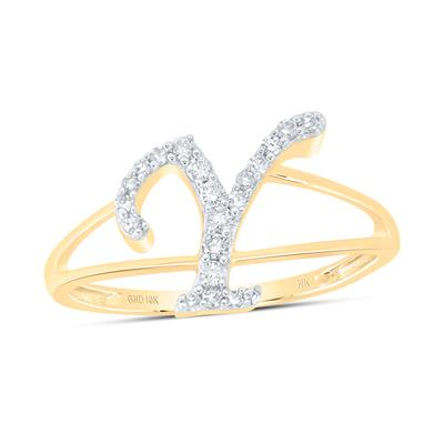 10KT YELLOW GOLD 1/6CTW-NATURAL DIAMONDS INITIAL "Y" LADIES RING