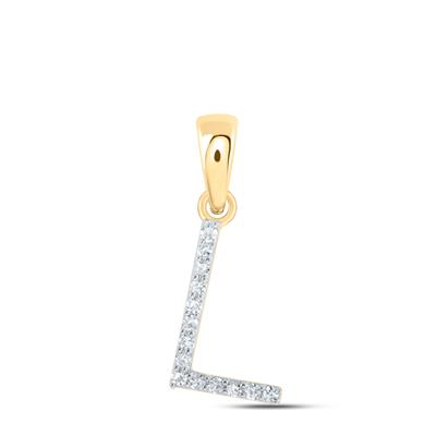 10K YELLOW GOLD ROUND DIAMOND INITIAL L LETTER PENDANT 0.05 CTTW