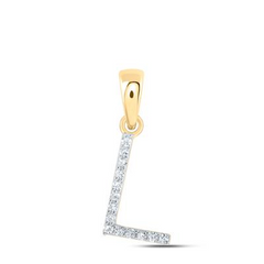 10K YELLOW GOLD ROUND DIAMOND INITIAL L LETTER PENDANT 0.05 CTTW