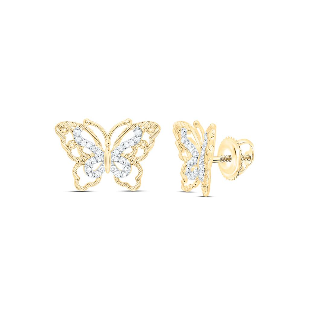 10KT GOLD 1/6CTW NATURAL DIAMONDS BUTTERFLY EARRINGS