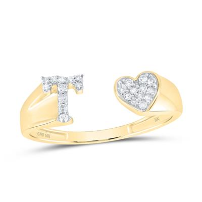 1/10CTW-DIA NK GIFT INITIAL "T" LADIES HEART RING