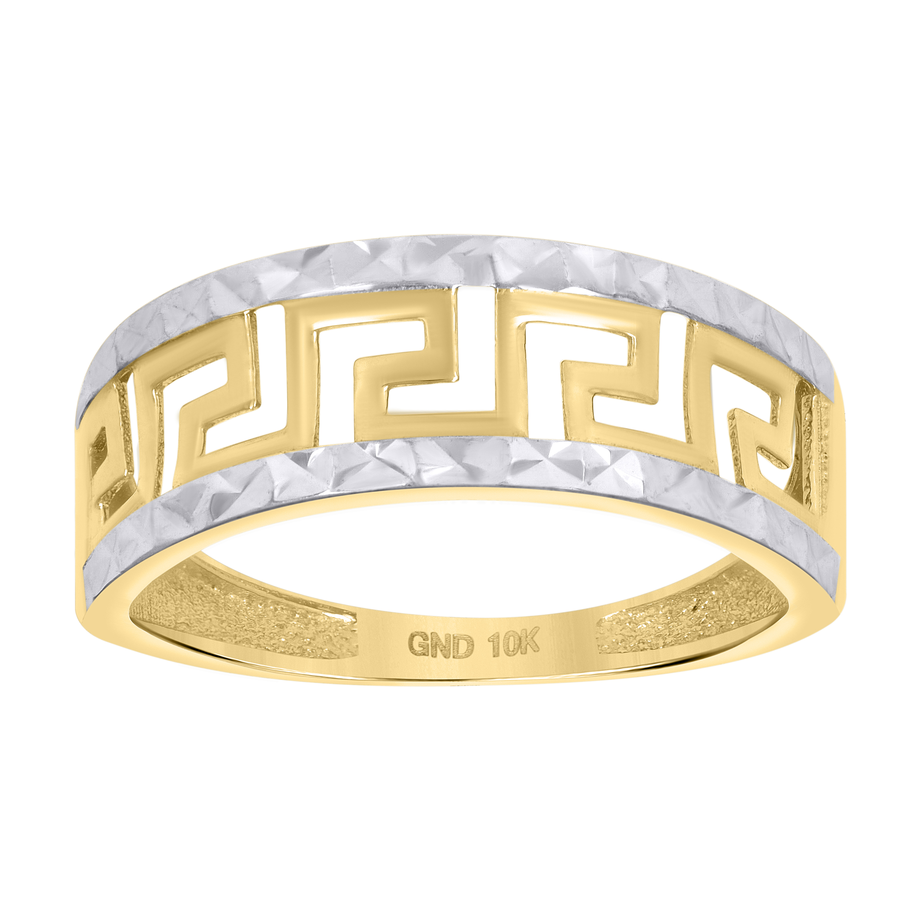 10kt Two-tone Gold Womens Greek Key Fashion Ring