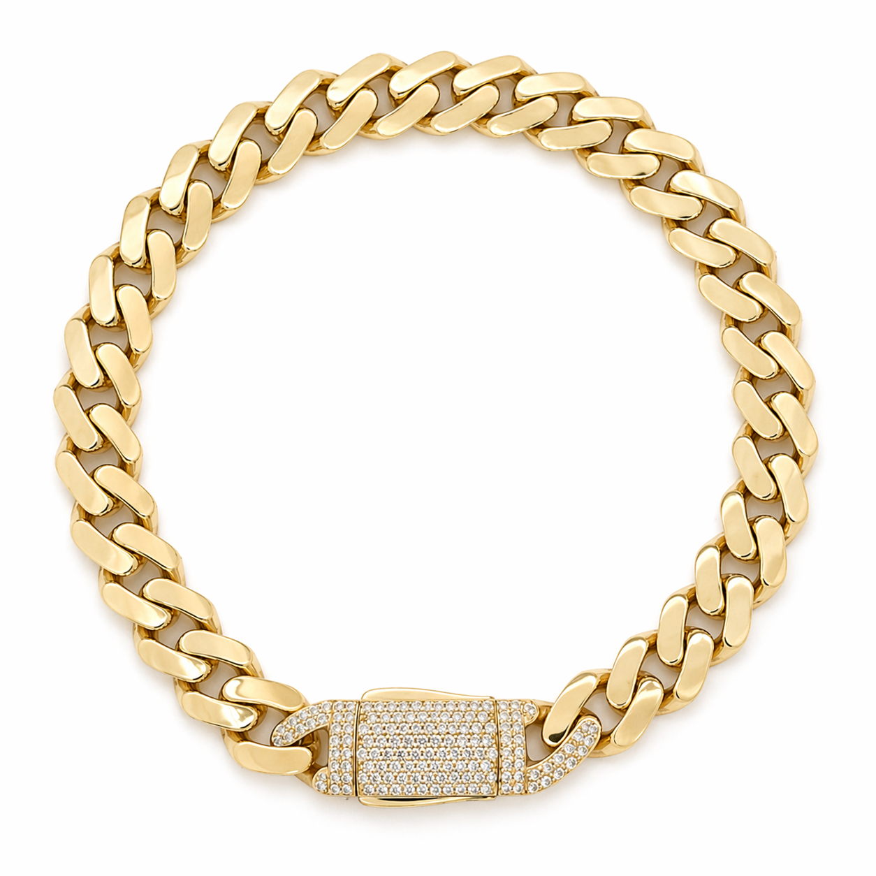 10KT Yellow Gold 9mm Miami Cuban Monaco Bracelet 8.5"