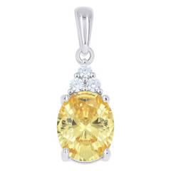 925 Sterling Silver Womens Yellow White Oval Round Cubic-Zirconia Oval