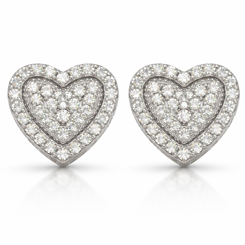 10KT Gold 10MM Heart Earrings with CZ