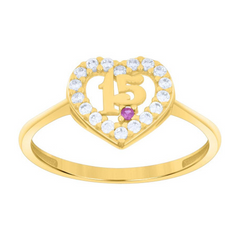 10kt Yellow Gold Quinceanera Heart Ring