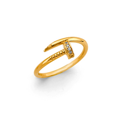 14KT Yellow Gold CZ Nail Ring