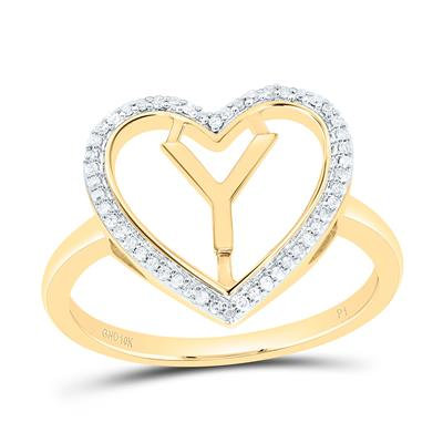 1/10CTW-NAT DIA P1 GIFT INITIAL "Y" LADIES HEART RING