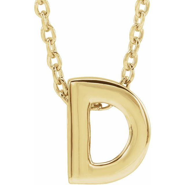 10KT Yellow Gold Initial D Necklace 17+1 Inches
