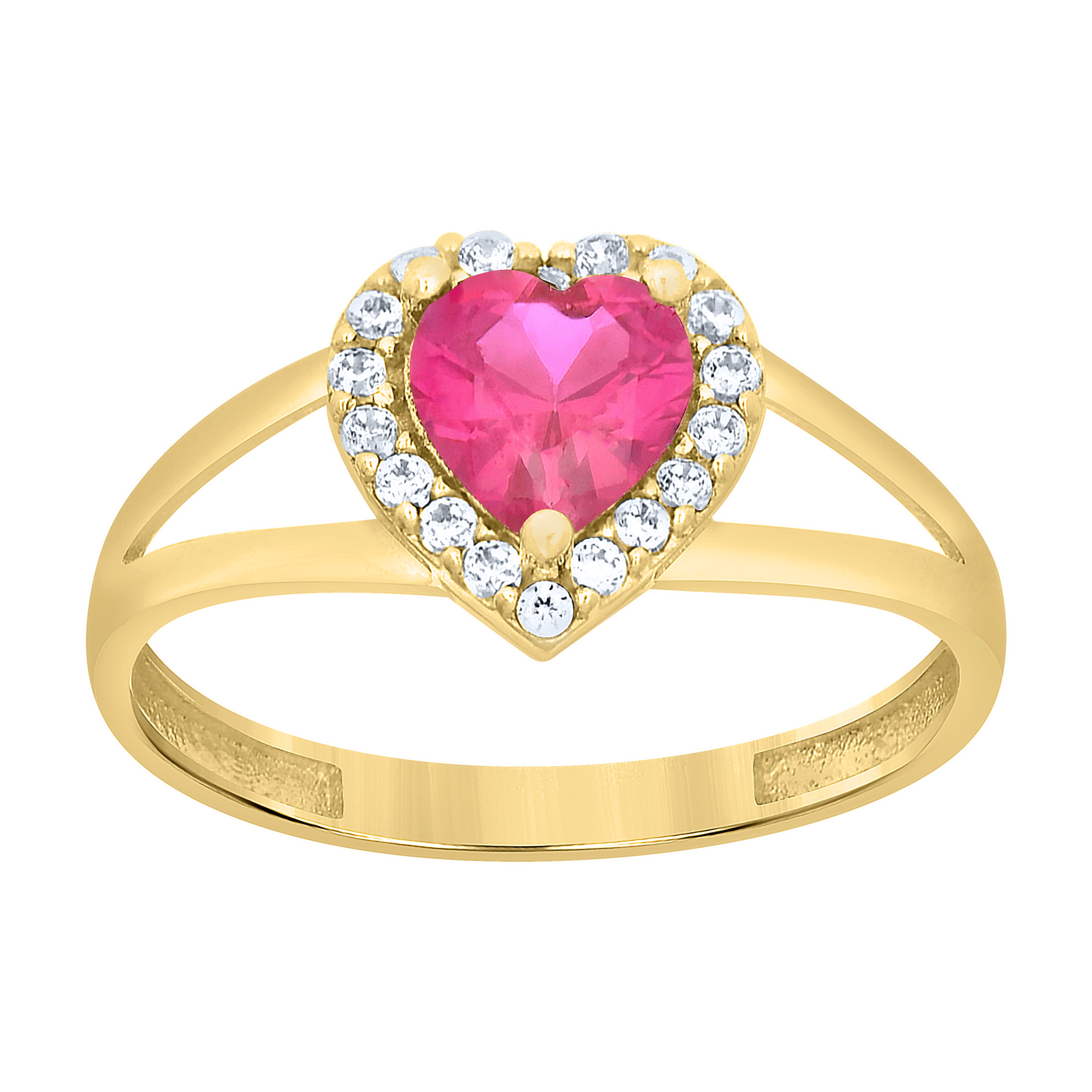 10KT Gold Red Heart Ring CZ